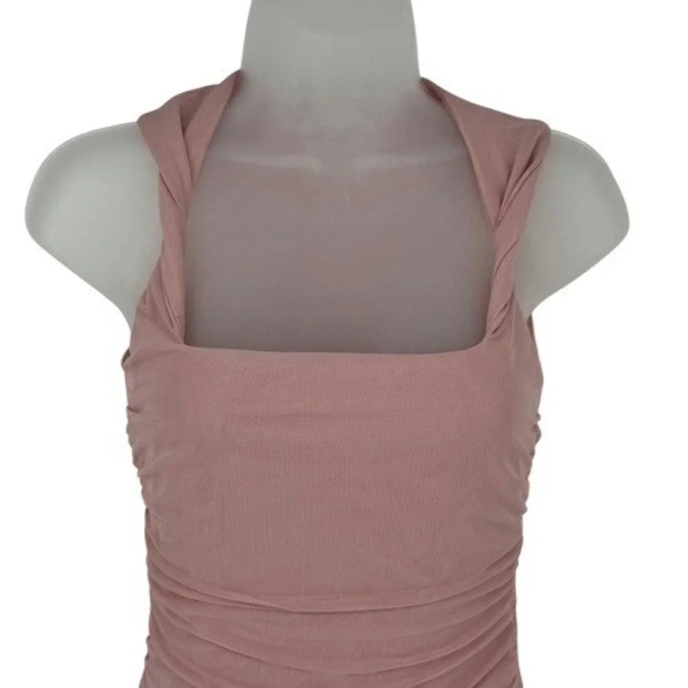 Oh Polly Mauve Ruched Mesh‎ Bodycon Dress 4